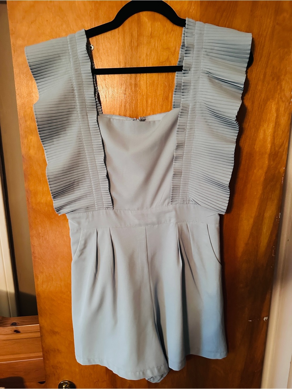 Lena Pale Blue Zip-Back Romper